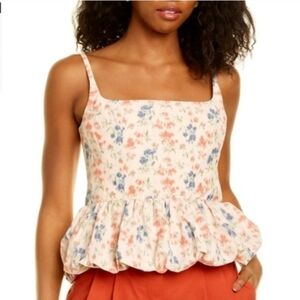 Rebecca Taylor Women's Emma Cami In Floral Watercolor Bubble Hem Size 8